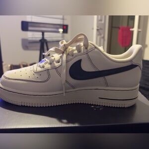 Nike light khaki and Black Air Force 1 Sneakers